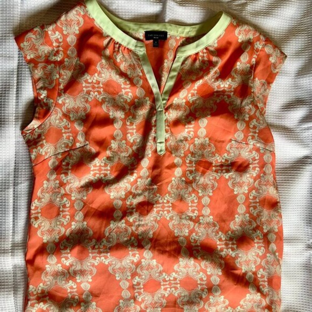 🔥3/20🔥 EUC The Limited Coral and Light Green Blouse Sleeveless I